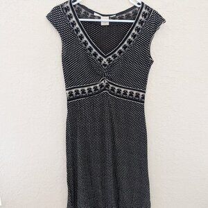 Vintage Max Studio Made in USA Skater Mini Dress 90s Ruched V Neck Size S